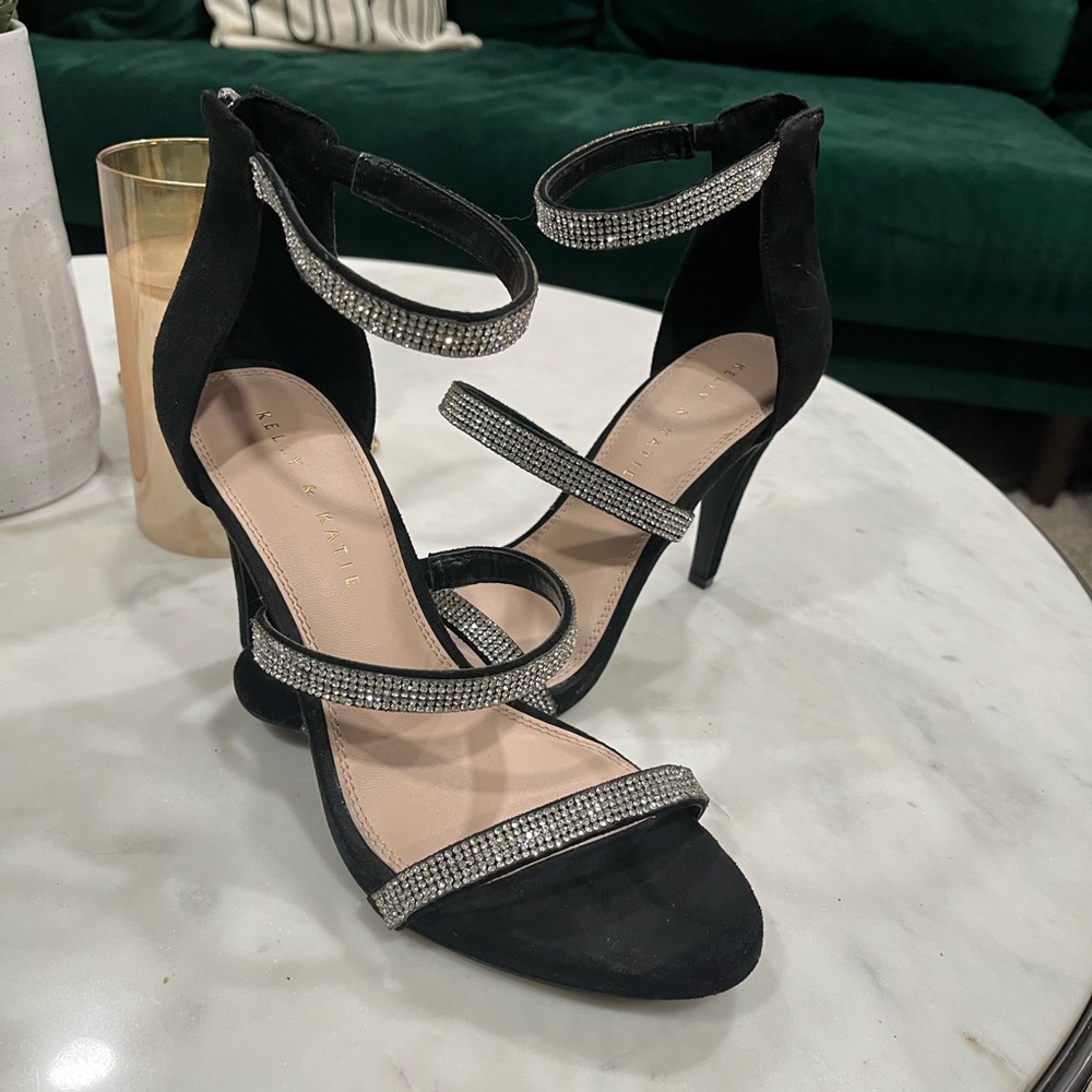 Kelly and Katie black rhinestone heels